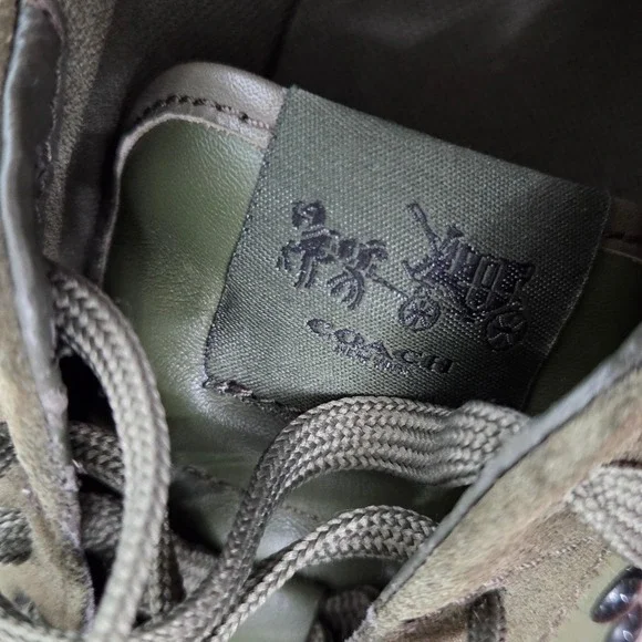 Coach Leather Olive Green Studded Sneakers Moonlight Olive womens size 8.5 EUC - Picture 14 of 14